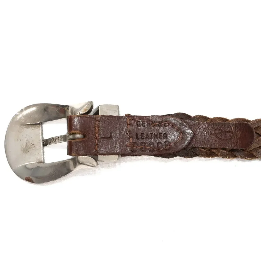 Genuine Leather Brown Braided Belt Size Large